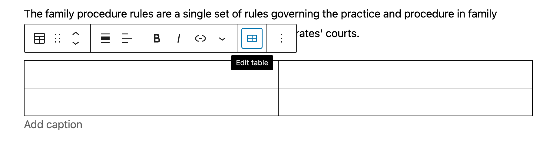 Table block